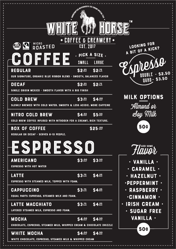 Menu White Horse Coffee & Creamery-2