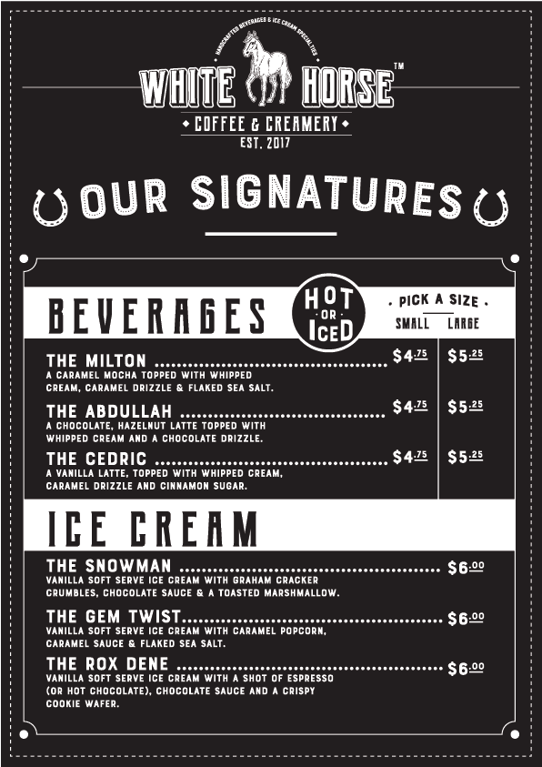 Menu White Horse Coffee & Creamery-3